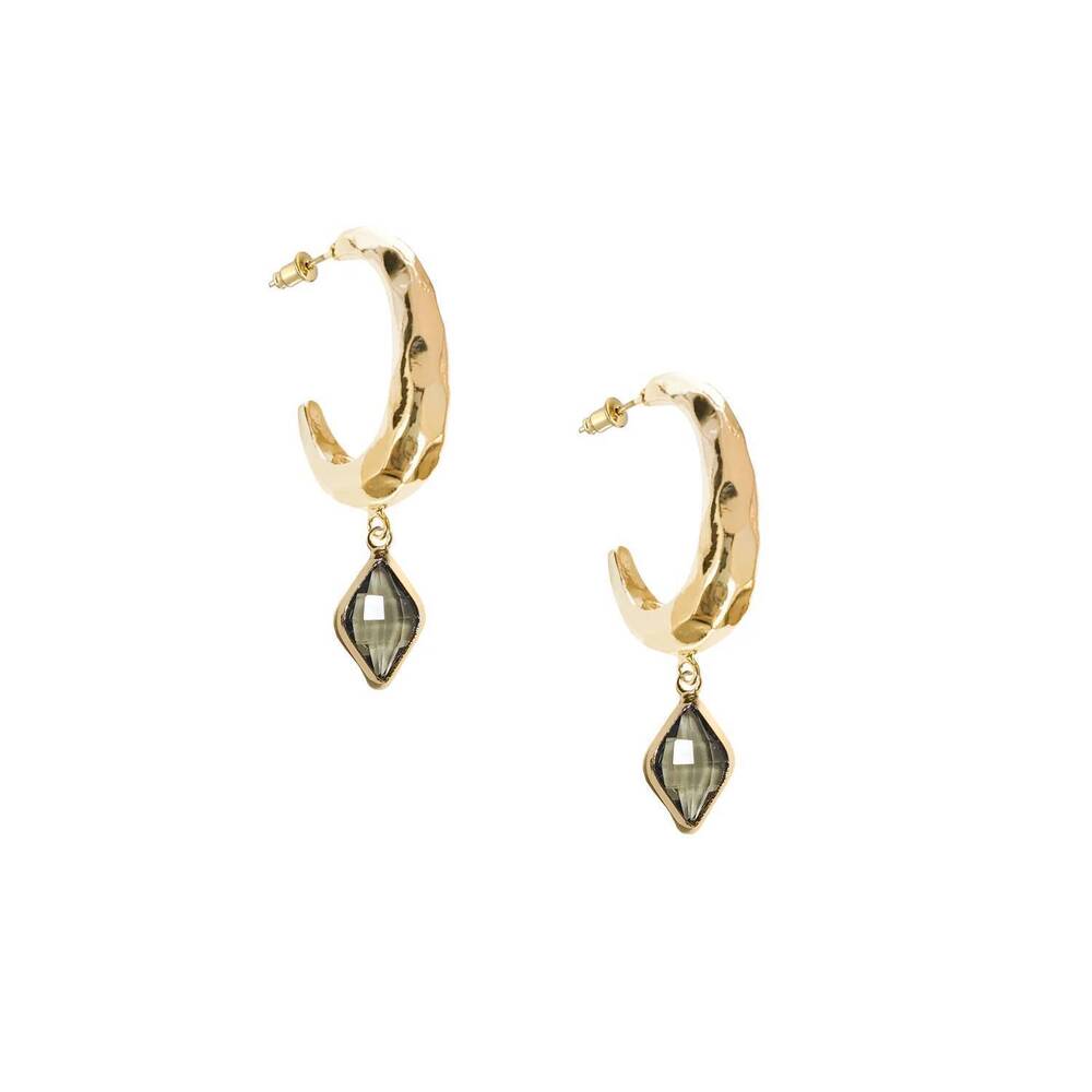 NEW ADRIANA PAPPAS women's glitzy drip hoops earrings in grey